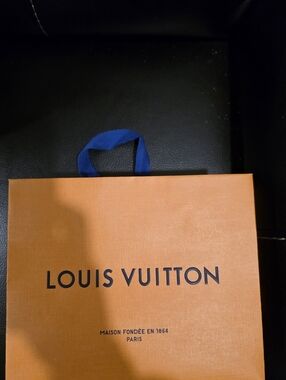 Louis Vuitton Orange Gift Bag with Blue Ribbon Handle